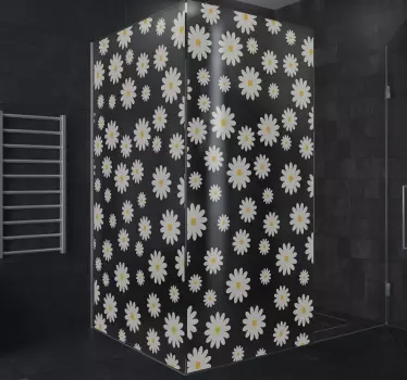 Vinilo mampara baño superficie con flores margarita - TenVinilo