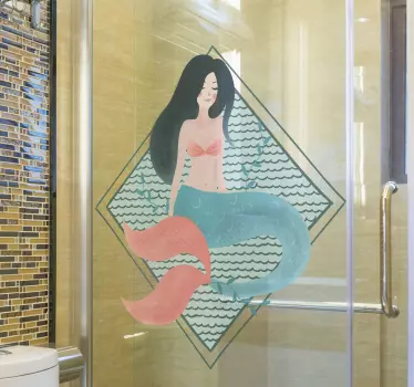 Vinilo mampara ducha de sirena - TenVinilo
