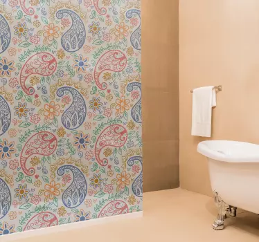 Vinilo mampara ducha flores paisley - TenVinilo
