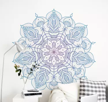Vinilo mandala pared azul estilo árabe - TenVinilo