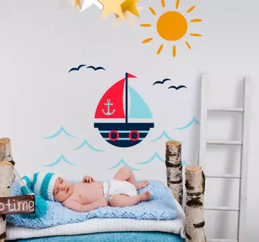 Vinilo habitación infantil dibujo de barco - TenVinilo
