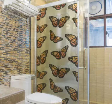 Vinilo mampara baño patrón mariposas vibrantes - TenVinilo