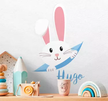 Vinilo habitación bebé ilustración de conejito adorable - TenVinilo