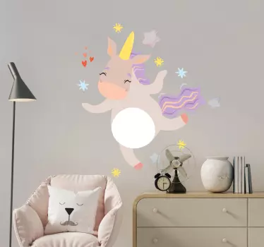 Vinilo infantil unicornio gris bailando - TenVinilo