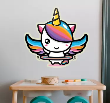 Vinilo infantil lindo unicornio volador - TenVinilo