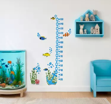 Vinilo medidor ancla con peces - TenVinilo