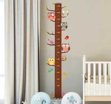Vinilo medidor infantil búhos - TenVinilo