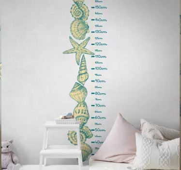Vinilo medidor infantil con diseño de conchas - TenVinilo