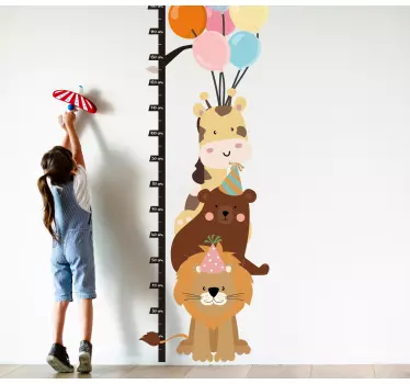 Vinilo medidor infantil gráfico de crecimiento animal - TenVinilo
