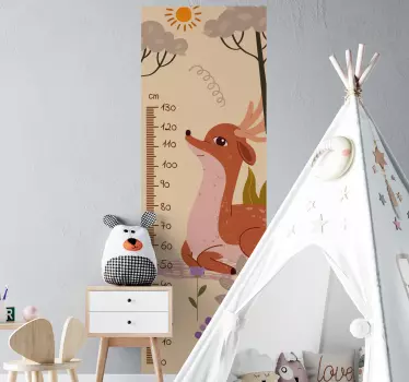 Vinilo medidor infantil linda tabla de altura de ciervo - TenVinilo
