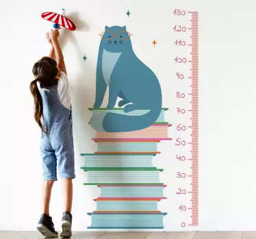 Vinilo medidor infantil linda tabla de crecimiento de gatos - TenVinilo