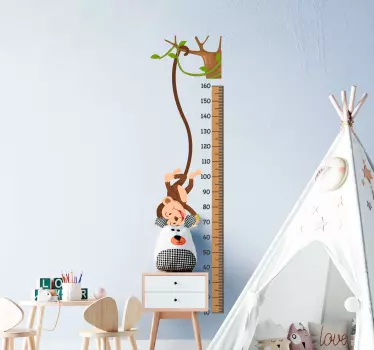 Vinilo medidor infantil monito divertido - TenVinilo
