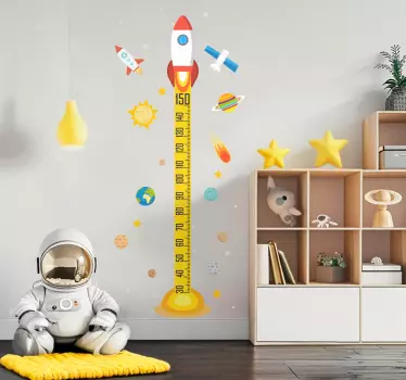 Vinilo medidor infantil raqueta espacial - TenVinilo