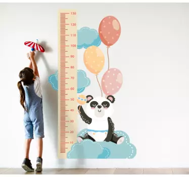 Vinilo medidor Tabla de panda bebé con globos de aire - TenVinilo