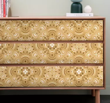 Vinilo mueble Patrón ornamental beige vintage - TenVinilo