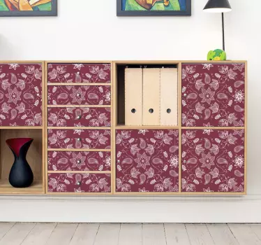 Vinilo muebles diseño paisley de flores - TenVinilo