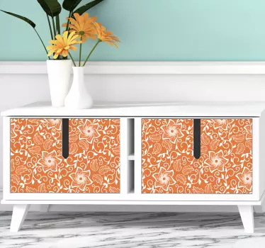 Vinilo muebles flores estilo paisley - TenVinilo
