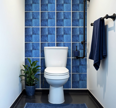 Vinilo para baño motivo cuadrado azul marino - TenVinilo