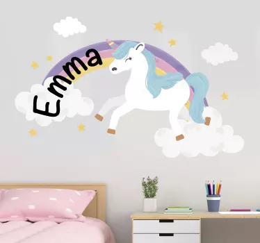 Vinilo para bebés de unicornio personalizable - TenVinilo