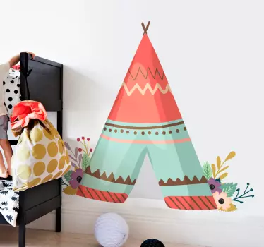 Vinilo para bebés pared tienda campaña tipi - TenVinilo