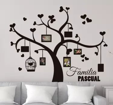 Vinilo para salón árbol familiar personalizable - TenVinilo