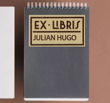 Vinilo para libreta frase ex libris y nombre - TenVinilo