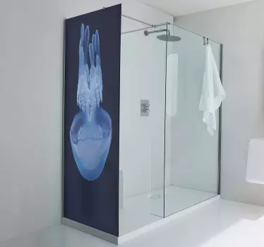 Vinilo para mampara de ducha Hermosas medusas en el océano azul - TenVinilo