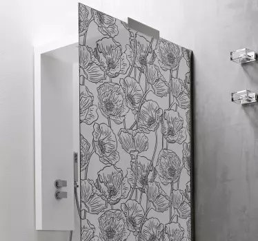 Vinilo para mampara de ducha Mampara de ducha con amapolas - TenVinilo