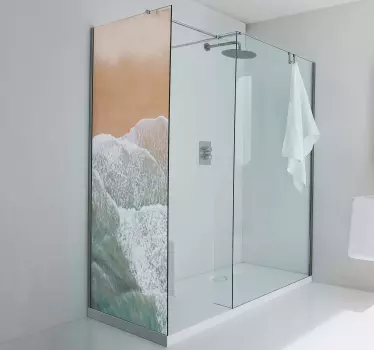 Vinilo para mampara de ducha Mar con grandes olas - TenVinilo