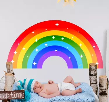 Vinilo infantil arcoíris con estrellas - TenVinilo