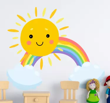 Vinilo infantil arcoíris con sol - TenVinilo