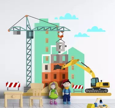 Vinilo para niños construcción de ciudad - TenVinilo