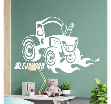 Vinilo para niños de tractor personalizable - TenVinilo