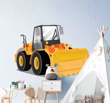 Vinilo para niños dibujo tractor amarillo - TenVinilo