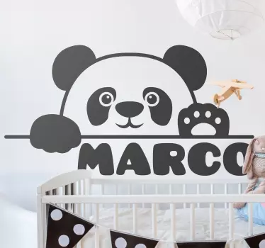 Vinilo para niños osito panda bebé con nombre - TenVinilo