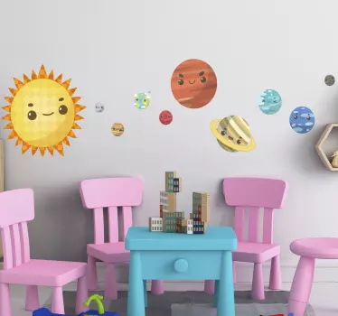 Vinilo para niños sistema solar planetas felices - TenVinilo