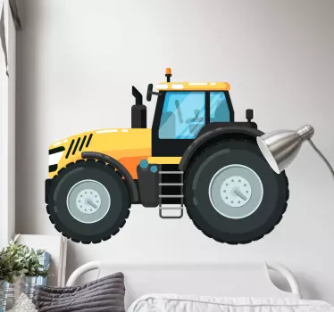 Vinilo para niños tractor amarillo realista - TenVinilo