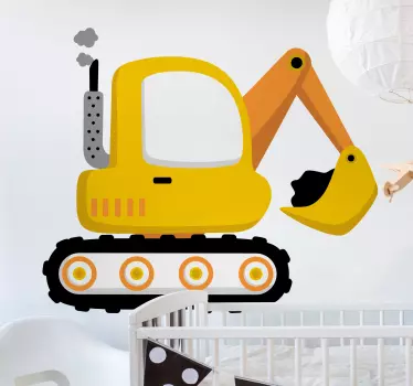 Vinilo para niños vehículo construcción amarillo - TenVinilo