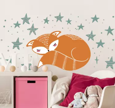 Vinilo para niños zorro nórdico y estrellas - TenVinilo