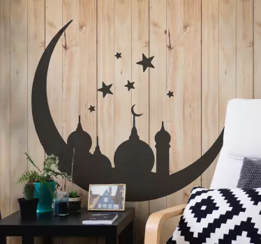 Vinilo para pared Monumento oriental luna y estrellas - TenVinilo