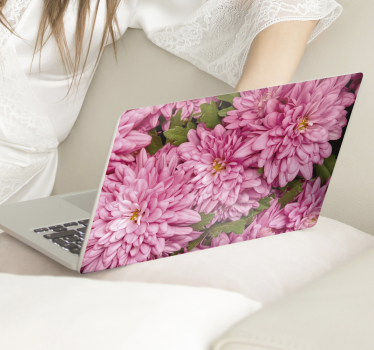 Vinilo adhesivo para portátil floral rosa primavera - TenVinilo