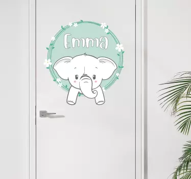 Vinilo animal elefante con nombre - TenVinilo