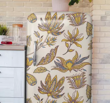 Vinilo para refrigerador conjunto de flores paisley - TenVinilo