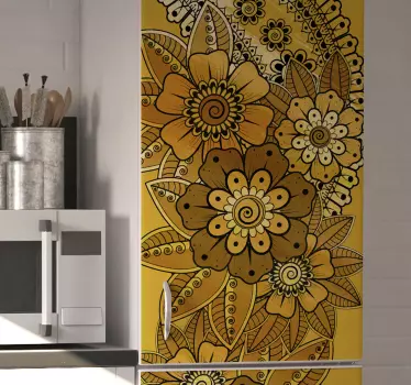Vinilo para refrigerador estilo indio paisley - TenVinilo