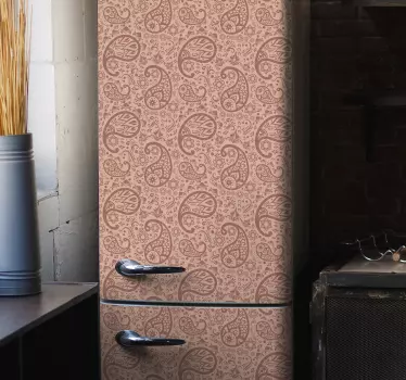 Vinilo para refrigerador patrón rosa paisley - TenVinilo