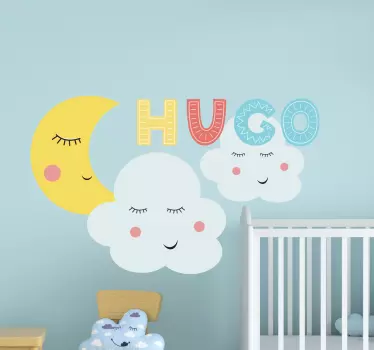 Vinilo pared bebé Nubes y luna - TenVinilo