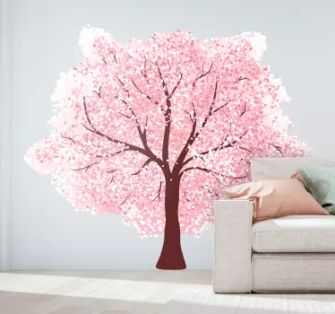 Vinilo decorativo de cerezo rosa florecido - TenVinilo