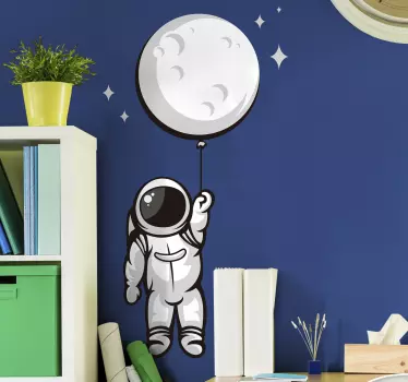 Vinilo pared de astronauta en la luna - TenVinilo