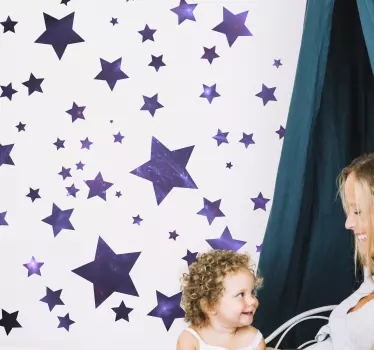 Pack 56 vinilos pared estrellas de universo lilas - TenVinilo