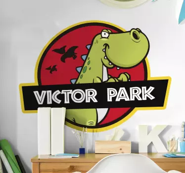 Vinilo infantil dibujo dinosaurio personalizable - TenVinilo